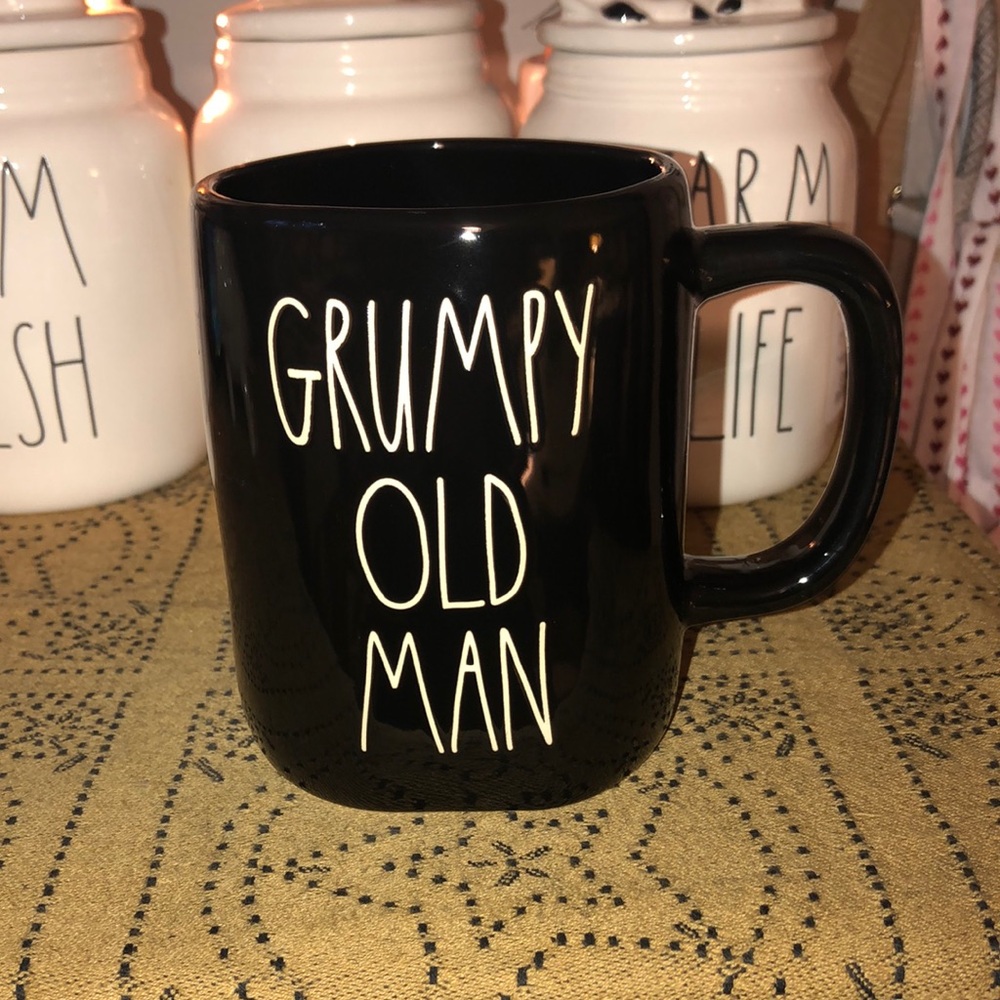 Rae Dunn GRUMPY OLD MAN Mug Shiny Black